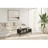 Table basse 205 cm DENZEL avec 4 portes en bois cannelé décor lave / chêne mercure