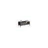 Table basse 205 cm DENZEL avec 4 portes en bois cannelé décor lave / chêne mercure