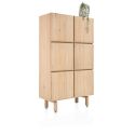 Armoire AZULO 100 cm 6 portes (+ 2 tiroirs a l'interieur) en placage chêne couleur sable naturel - Henders and Hazel