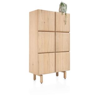 Armoire AZULO 100 cm 6 portes (+ 2 tiroirs a l'interieur) en placage chêne couleur sable naturel - Henders and Hazel
