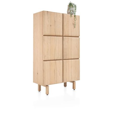 Armoire AZULO 100 cm 6 portes (+ 2 tiroirs a l'interieur) en placage chêne couleur sable naturel - Henders and Hazel