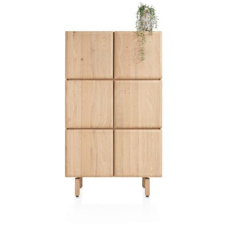 Armoire AZULO 100 cm 6 portes (+ 2 tiroirs a l'interieur) en placage chêne couleur sable naturel - Henders and Hazel