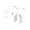 Buffet 155 cm DENZEL avec 2 portes en bois cannelé et 1 porte vitrée éclairage LED inclus