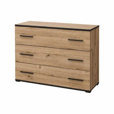 Commode DANIEL en décor chêne cuivre avec 3 tiroirs