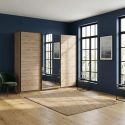 Armoire 244 cm DANIEL avec 3 portes coulissantes en décor chêne cuivre