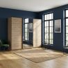 Armoire 244 cm DANIEL avec 3 portes coulissantes en décor chêne cuivre