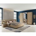 Chambre adulte DANIEL avec armoire 3 portes couissantes en décor chêne cuivre