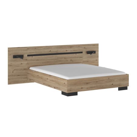 Chambre adulte DANIEL avec armoire 3 portes couissantes en décor chêne cuivre