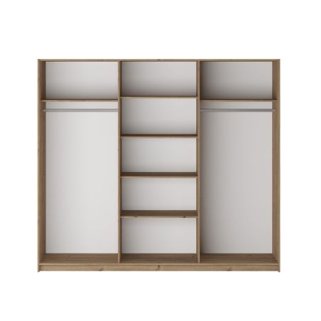 Chambre adulte DANIEL avec armoire 3 portes couissantes en décor chêne cuivre