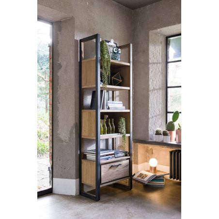 Metalo, bibliotheque 1-tiroir + 5-niches - 65 cm - Henders&Hazel