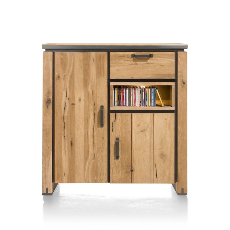 Highboard Farmland 2-portes + 1-tiroir + 1-niche - 125 cm (+ LED) - Henders&Hazel