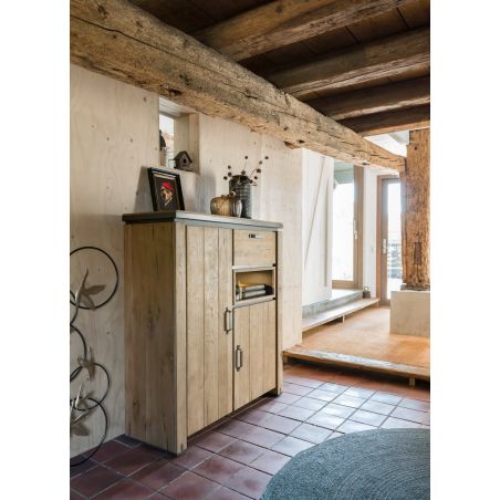 Highboard Farmland 2-portes + 1-tiroir + 1-niche - 125 cm (+ LED) - Henders&Hazel