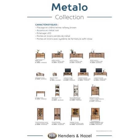 Metalo, armoire 2-portes + 2-tiroirs + 1-niche (+ LED) - Henders&Hazel