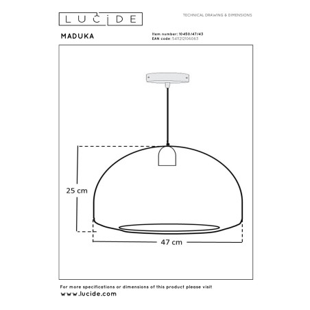 Lucide MADUKA - Suspension - 1xE27 - Brun - Premium