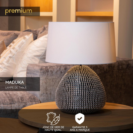 Lucide MADUKA - Lampe de table - Ø 45 cm - 1xE27 - Noir - Premium