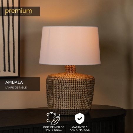 Lucide AMBALA - Lampe de table - Ø 35 cm - 1xE27 - Naturel - Premium