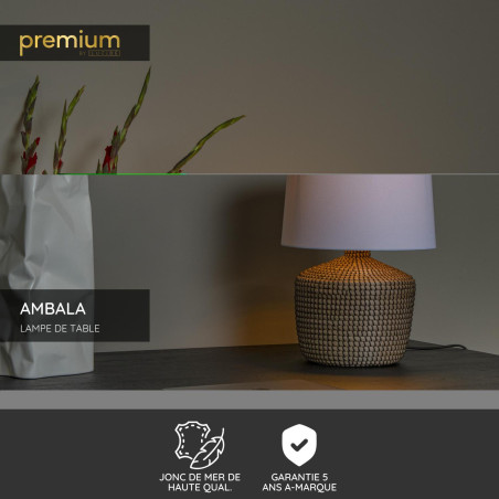 Lucide AMBALA - Lampe de table - Ø 45 cm - 1xE27 - Naturel - Premium