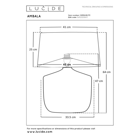Lucide AMBALA - Lampe de table - Ø 45 cm - 1xE27 - Naturel - Premium