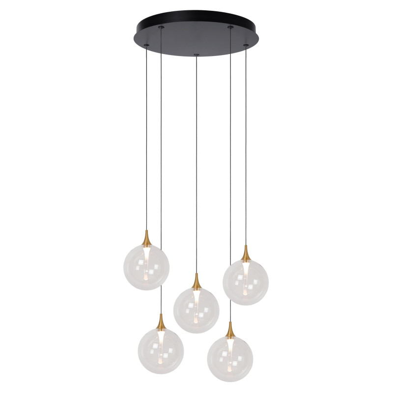 Lucide GISELA - Suspension - Ø 48 cm - LED Dim. - 5x3,8W 2700K - Transparent - Premium