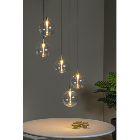 Lucide GISELA - Suspension - Ø 48 cm - LED Dim. - 5x3,8W 2700K - Transparent - Premium