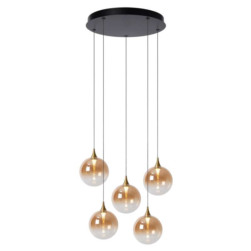 Lucide GISELA - Suspension - Ø 48 cm - LED Dim. - 5x3,8W 2700K - Ambre - Premium