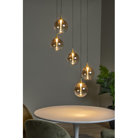 Lucide GISELA - Suspension - Ø 48 cm - LED Dim. - 5x3,8W 2700K - Ambre - Premium