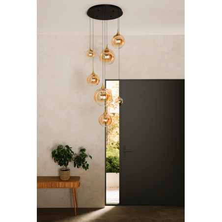 Lucide GISELA - Suspension - Ø 84 cm - LED Dim. - 2700K - Avec module LED remplaçable - Ambre - Premium