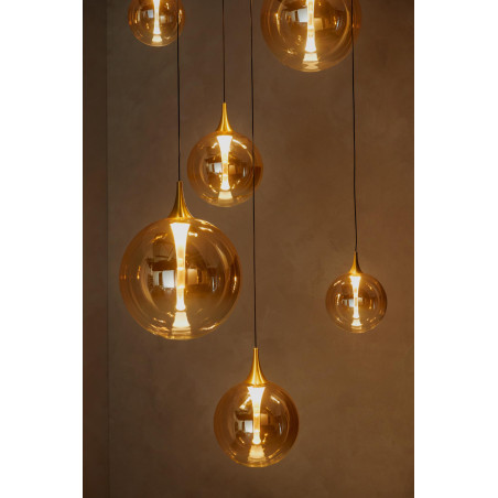 Lucide GISELA - Suspension - Ø 84 cm - LED Dim. - 2700K - Avec module LED remplaçable - Ambre - Premium