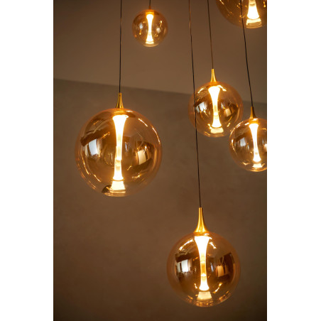 Lucide GISELA - Suspension - Ø 84 cm - LED Dim. - 2700K - Avec module LED remplaçable - Ambre - Premium