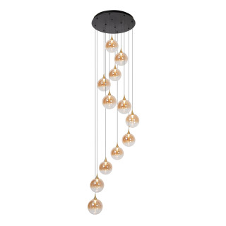 Lucide GISELA - Suspension - Ø 61 cm - LED Dim. - 12x3,5W 2700K - Convient aux mezzanines et plafonds hauts - Ambre - Premium