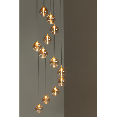 Lucide GISELA - Suspension - Ø 61 cm - LED Dim. - 12x3,5W 2700K - Convient aux mezzanines et plafonds hauts - Ambre - Premium