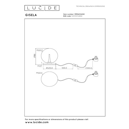 Lucide GISELA - Lampe de table - Ø 16 cm - LED Dim. - 1x5W 2700K - Transparent - Premium
