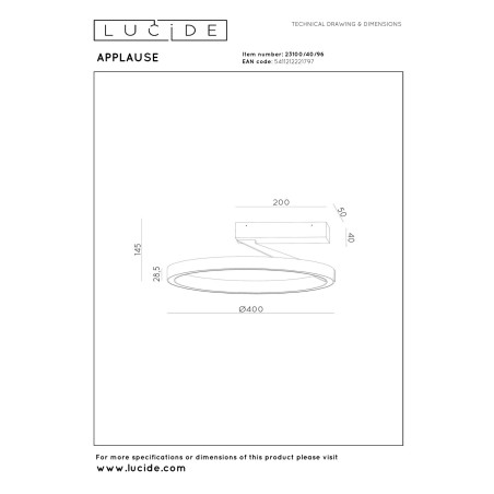 Lucide APPLAUSE - Plafonnier - Ø 40 cm - LED Dim. - CCT - 1x26W 2200K/4000K - Café - Premium