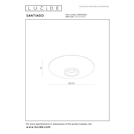 Lucide SANTIAGO - Plafonnier - Ø 23 cm - LED Dim. - CCT - 1x10W 2700K/4000K - Ambre - Premium