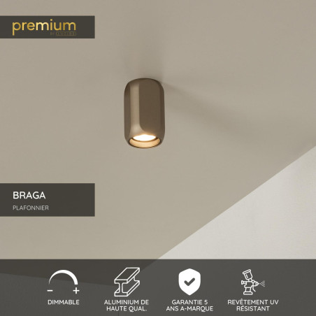 Lucide BRAGA - Plafonnier - 1xGU10 (MR16) - Café - Premium