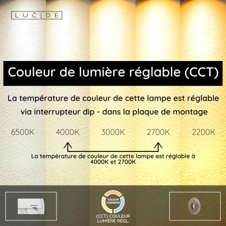 Lucide SANTIAGO - Applique murale - Ø 23 cm - LED Dim. - CCT - 1x10W 2700K/4000K - Ambre - Premium