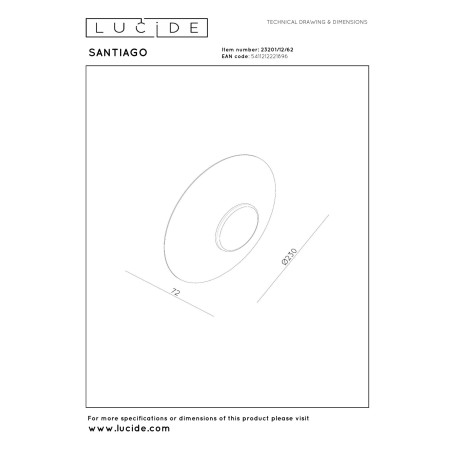 Lucide SANTIAGO - Applique murale - Ø 23 cm - LED Dim. - CCT - 1x10W 2700K/4000K - Ambre - Premium