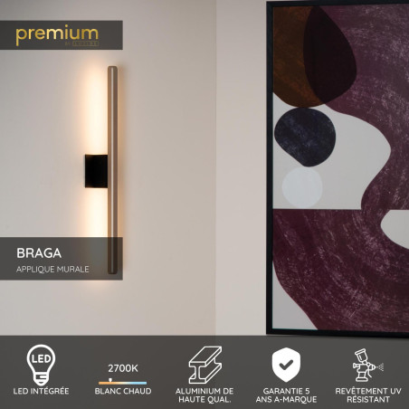 Lucide BRAGA - Applique murale Intérieur/Extérieur - LED - 1x10W 2700K - IP54 - Café - Premium