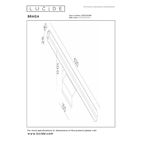 Lucide BRAGA - Applique murale Intérieur/Extérieur - LED - 1x10W 2700K - IP54 - Café - Premium