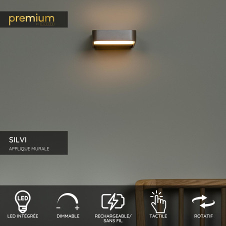 Lucide SILVI - Applique murale Rechargeable - Batterie/Piles - LED Dim. - 1x3,7W 2700K - Café - Premium