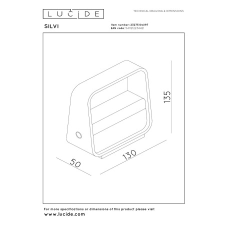 Lucide SILVI - Applique murale Rechargeable - Batterie/Piles - LED Dim. - 1x3,7W 2700K - Café - Premium