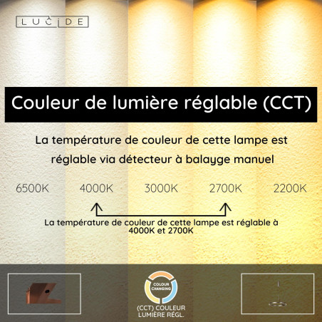 Lucide APPLAUSE - Suspension - Ø 60 cm - LED Dim. - CCT - 1x32W 2700K/4000K - Détecteur à balayage manuel - Fer gris - Premium