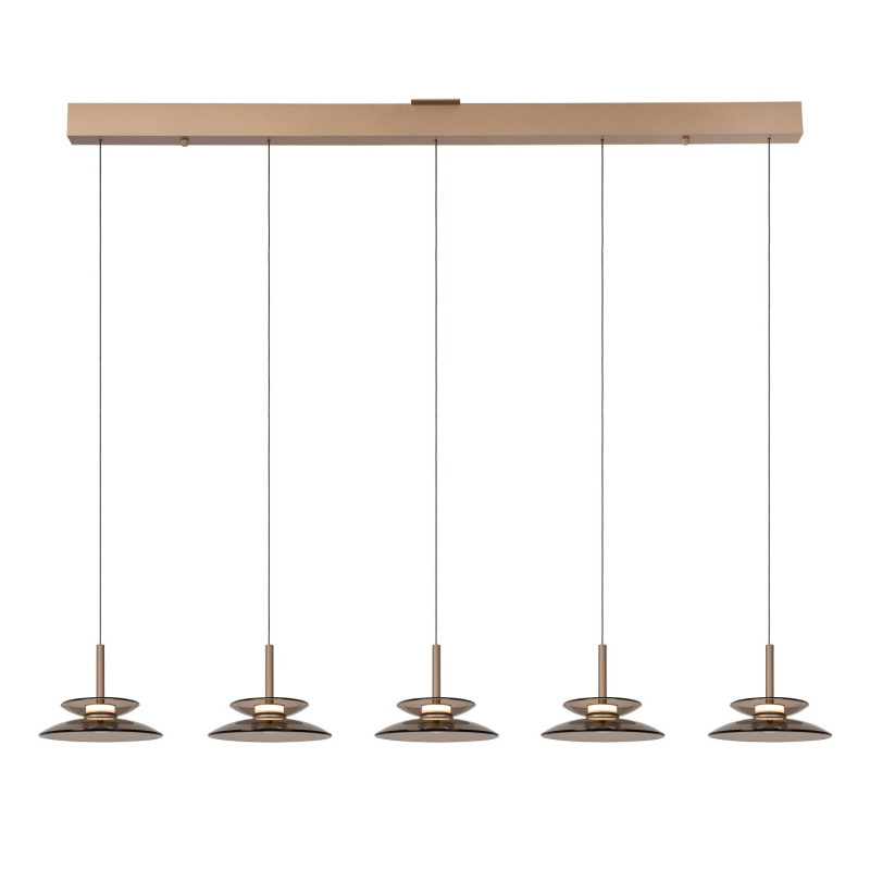 Lucide SANTIAGO - Suspension - LED Dim. - CCT - 5x10W 2700K/4000K - Ambre - Premium