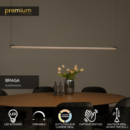 Lucide BRAGA - Suspension - LED Dim. - CCT - 1x36W 2700K/4000K - Détecteur à balayage manuel - Café - Premium