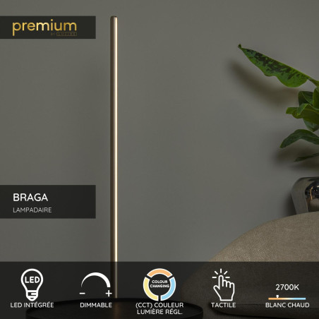 Lucide BRAGA - Lampadaire - Ø 29,7 cm - LED Dim. - CCT - 1x22W 2700K/4000K - Café - Premium