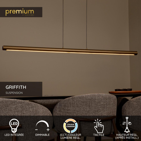 Lucide GRIFFITH - Suspension - LED Dim. - CCT - 1x33W 2700K/4000K - Bronze - Premium