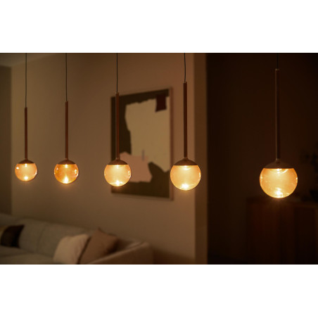 Lucide CALINA - Suspension - LED Dim. - CCT - 5x8,2W 2200K/3300K - Avec module LED remplaçable - Café - Premium