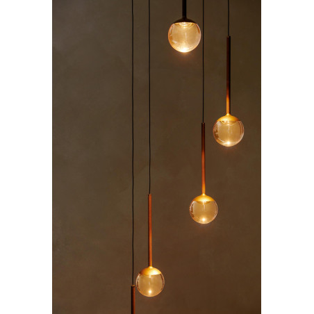 Lucide CALINA - Suspension - Ø 41,9 cm - LED Dim. - CCT - 5x8,2W 2200K/3300K - Avec module LED remplaçable - Ambre - Premium
