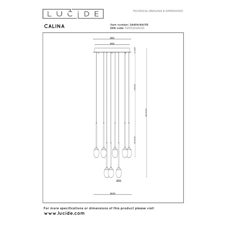 Lucide CALINA - Suspension - Ø 69,9 cm - LED Dim. - CCT - 12x7W 2200K/3300K - Avec module LED remplaçable - Noir - Premium