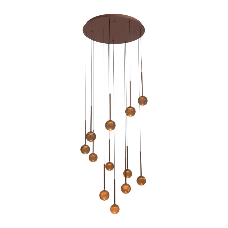 Lucide CALINA - Suspension - Ø 69,9 cm - LED Dim. - CCT - 12x7W 2200K/3300K - Avec module LED remplaçable - Café - Premium
